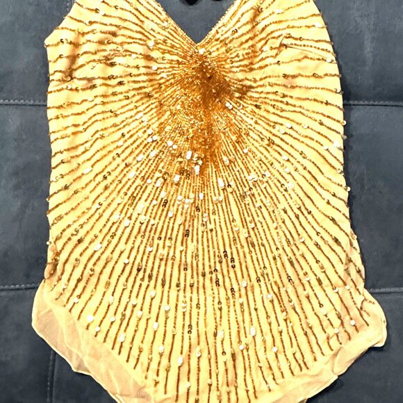 Gold Sequin Spaghetti Strap Top - Picture 7 of 7